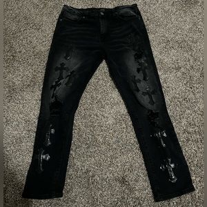 F&R black jeans with crosses